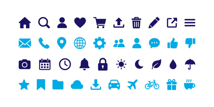 Modern UI and Interface Solid Icons Set for Mobile Apps and Web Design. communication icons, settings, user interface, navigation