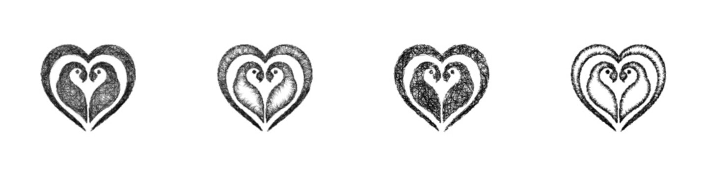 Sketch lovebird logo design set