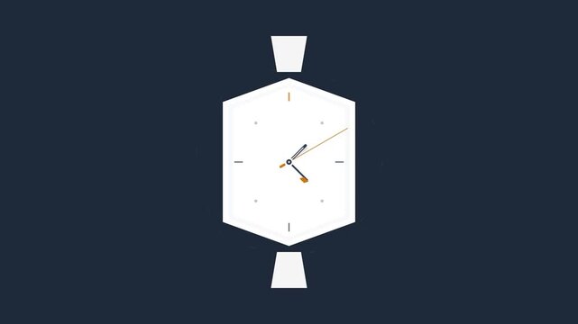 Minimalist clock face, white hexagonal clock, simple time concept, modern design element HD animation