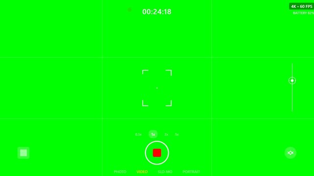 REC Camera Recording Green Screen Overlay , Video Frame Animation 4K