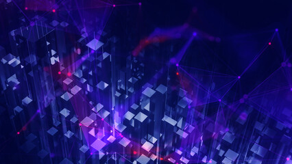 Fototapeta premium 3D blocks background, cyberysecurity, big data concept.