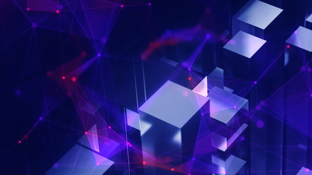 3D blocks background, cyberysecurity, big data concept.