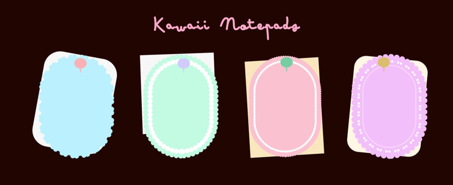 Pastel Cute Notepad Frame Vector Set