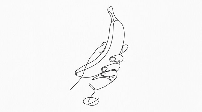 Minimal line-art vector of a hand holding a banana for fruit, food, and healthy eating illustration vector collection