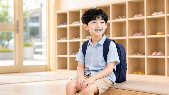 등교하는 즐거운 소년 A Happy Boy Going to School