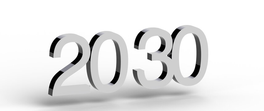 3D render of the year 2030, a futuristic vision of time, representing planning, goals, and the future. Great for technol