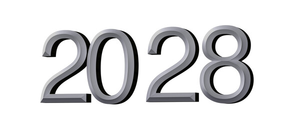 2028 in metallic style, isolated on white background. Perfect for new year greetings and future rela © vegefox.com