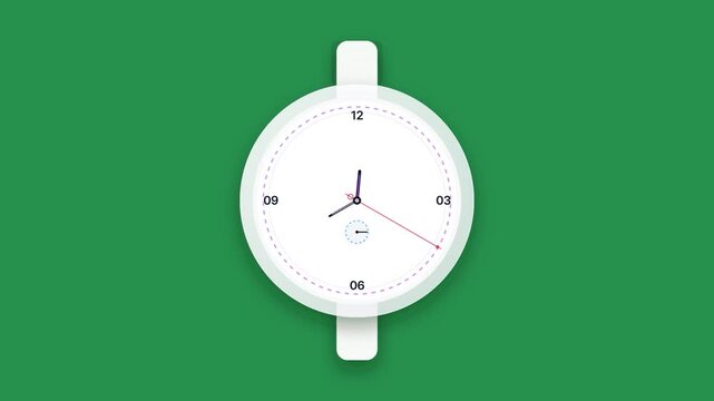 White smartwatch, minimalist design, green background, wearable technology, modern gadget HD animation