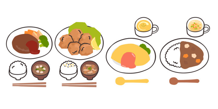 かわいい定番料理のイラストセット