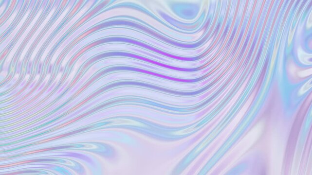 Abstract fluid texture of swirling liquid chrome metal waves with motion light effect. Seamless looping video. 4k psychedelic hypnotic graphics dynamic iridescent holographic background