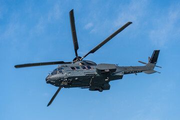 Black painted modern military transport helicopter in Hungary © ZenitX