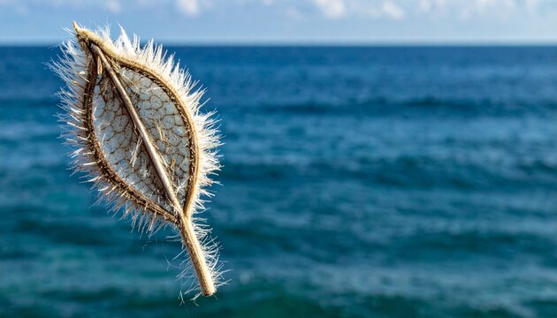 Close-up of buoyant sea rocket seed pod floating on ocean waves