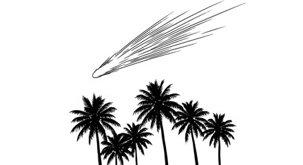 Palm trees silhouette with shooting star on black background © AL-AMIN