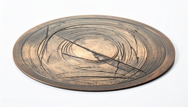 Close-up of drypoint copper plate with etched intaglio lines and burr texture