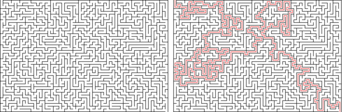 Complex Maze Puzzle with Solution Path