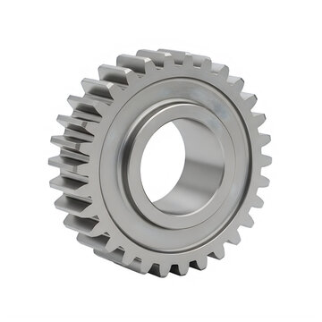 Precision metal gear with straight teeth for mechanical applications isolated on transparent background