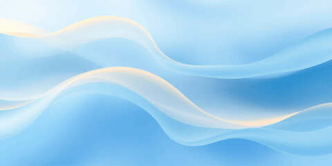 Fototapeta premium Abstract blue wave background featuring a smooth flowing curve design with soft light motion lines and a modern technology vector pattern