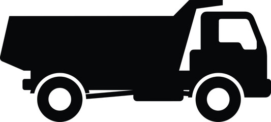 Minimalist silhouette of a heavy duty dump truck for construction and industrial transport projects isolated on a clean white background © Nargis