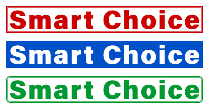 Three colorful smart choice text banners with different background colors