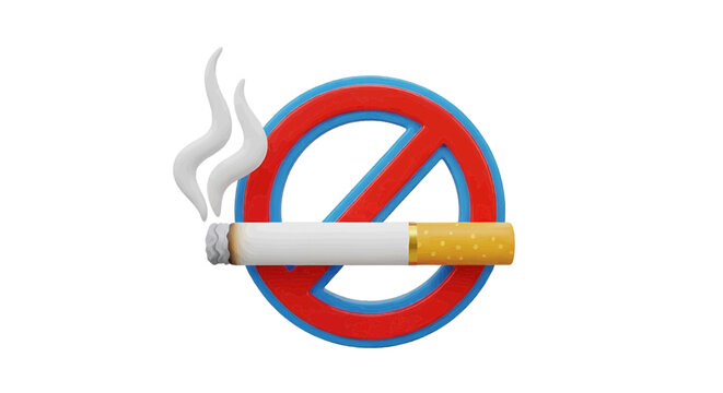 Vector illustration of no smoking sign with a lit cigarette on a transparent background