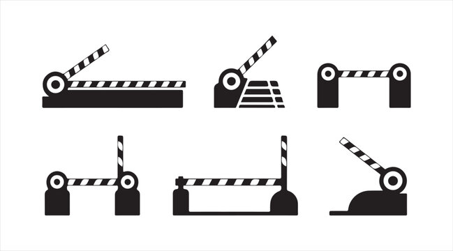 Parking barrier and traffic management icons for transport themes