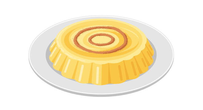 Delicious cinnamon roll cake on a white plate isolated on white background