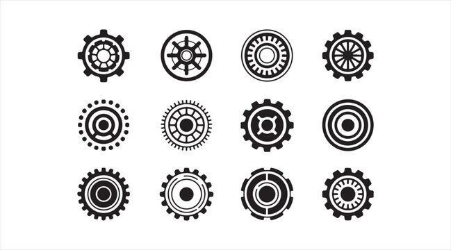 Mechanical engineering vector collection isolated on white