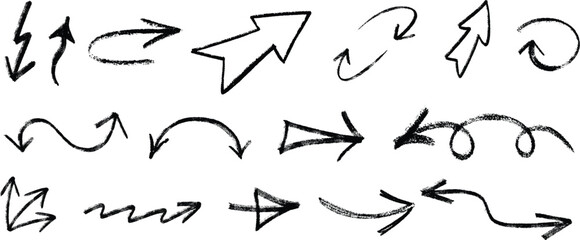 Hand drawn black arrow icon set. Vector brush strokes illustration collection © ExtremeStock