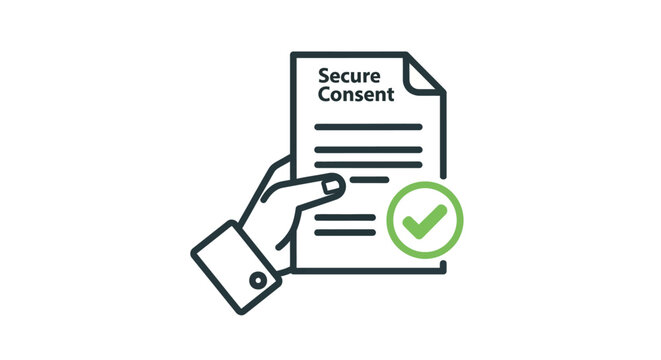 Hand holding secure consent form document.