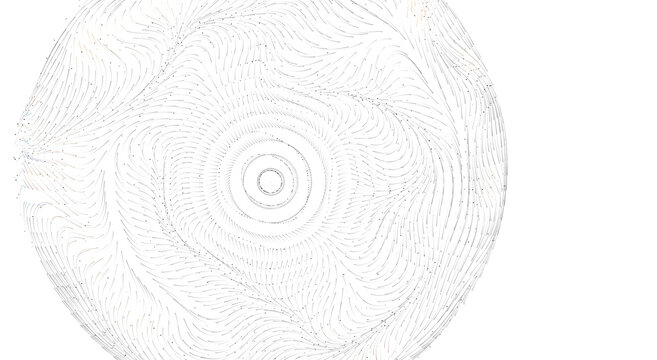 Intricate circular design featuring swirling lines and dots creating a sense of movement and harmony
