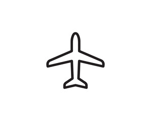 Fototapeta premium Minimalist blue silhouette icon of airplane viewed from above, wings extended horizontally with tail fin visible, clean design symbolizing air travel, aviation, or airport services, simple geometric