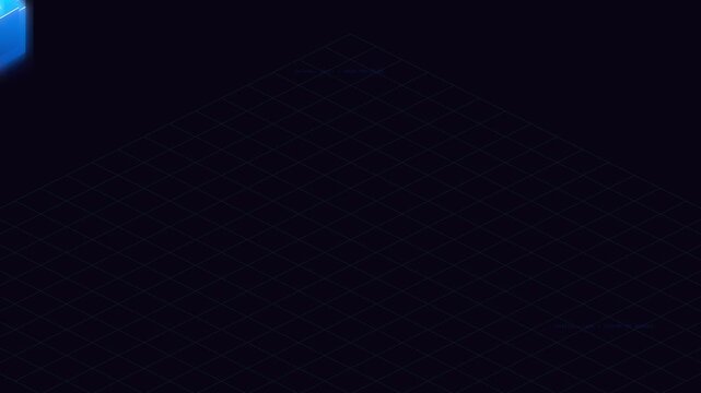 dark isometric grid background digital technology floor animation network space geometric motion loop
