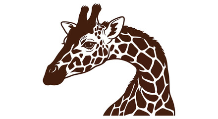 Giraffe head illustration brown and white isolated on white background © Md Shifat