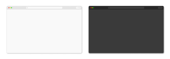 Light and Dark Browser Mockup, Empty Web Browser Page Template isolated on white Background Vector © MR Vector