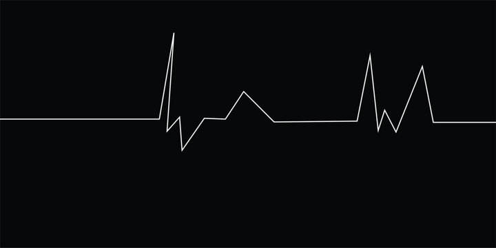 Satu ekg garis detak jantung koleksi sketsa tangan. File EPS dengan latar belakang putih. Ilustrasi vektor.
