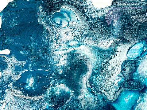 Blue abstract artwork, creative hand painted background