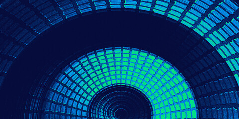 Naklejka premium futuristic hallway with a blue gradient with a digital tile texture