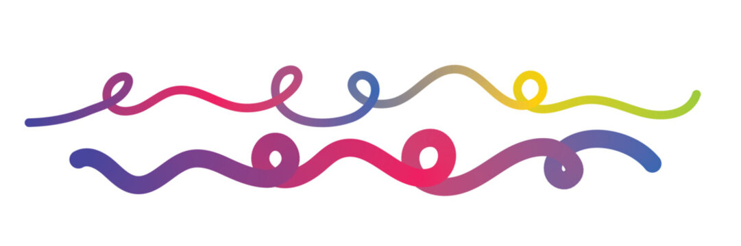 Squiggle Curve Wave Line. Vibrant gradient squiggles design element