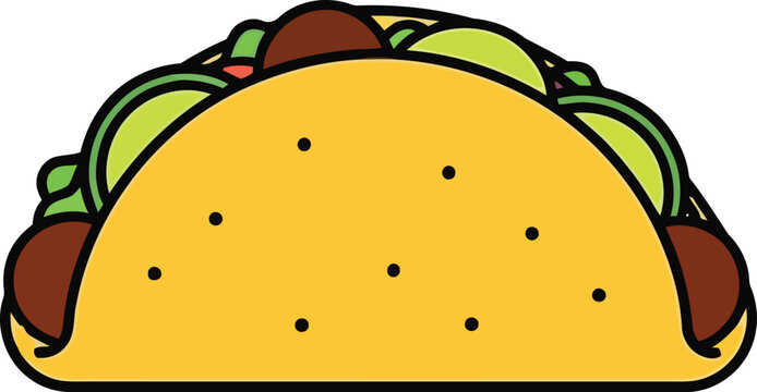 Mexican taco with meat and fresh vegetables tortilla traditional