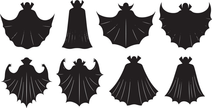 Set vampire cape silhouette icon vector graphic illustration design elements.
