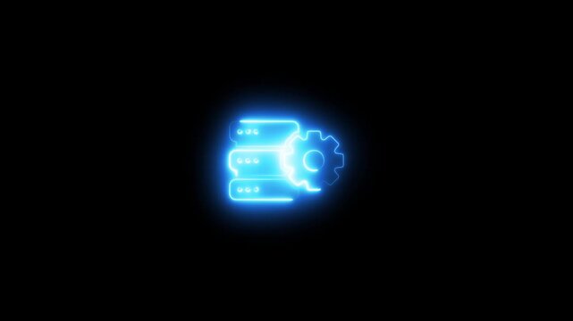 Neon server database settings animation for it and cloud computing
