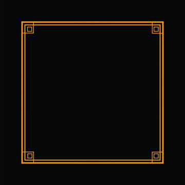 Elegant gold square frame with art deco corners geometric border vintage