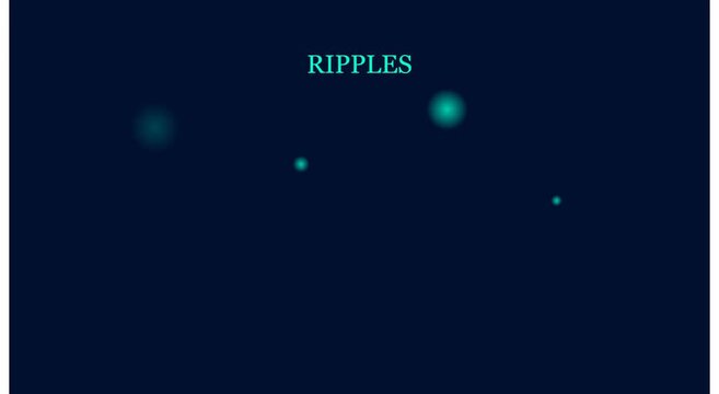 Abstract glowing ripples animation: teal light orbs on dark animation background