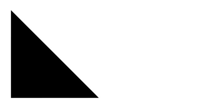 Black triangle shape on white background geometric figure