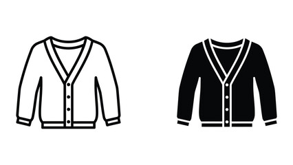 Black and white v-neck cardigan sweater with buttons © JahidulStockk