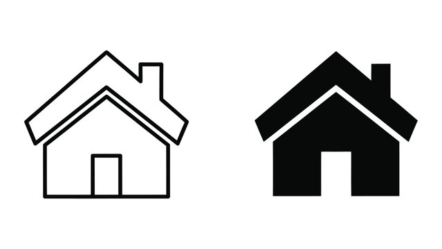Simple black and white house icons with different fill styles