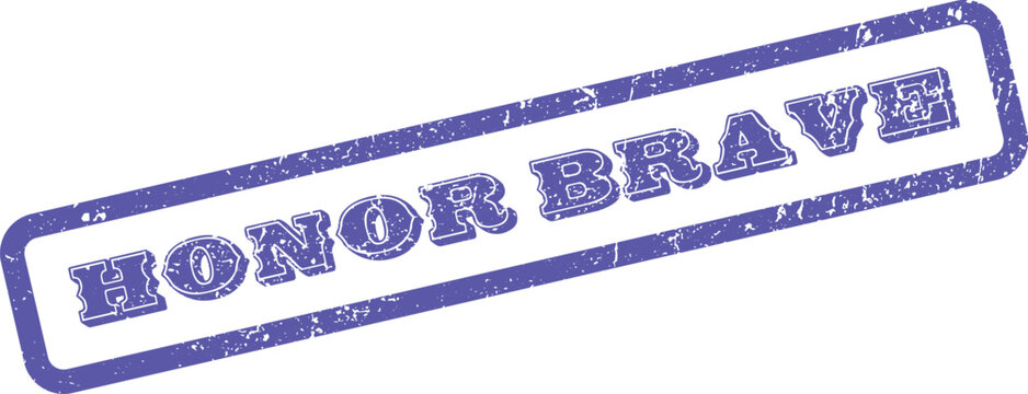 Distressed Honor Brave Rubber Stamp Graphic Element for Acknowledging Courageous Acts