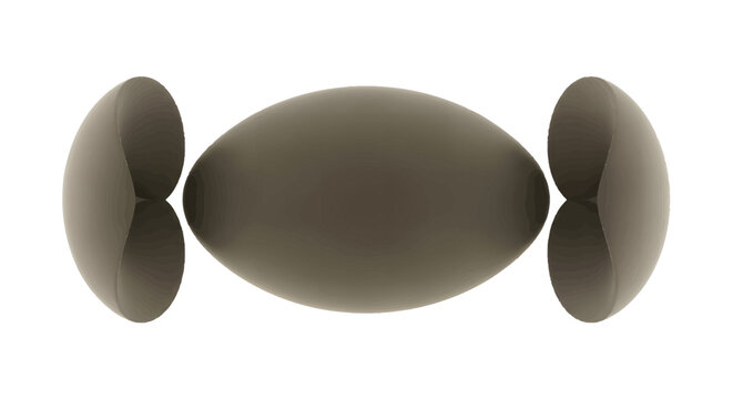 Three dark brown eggs on white background