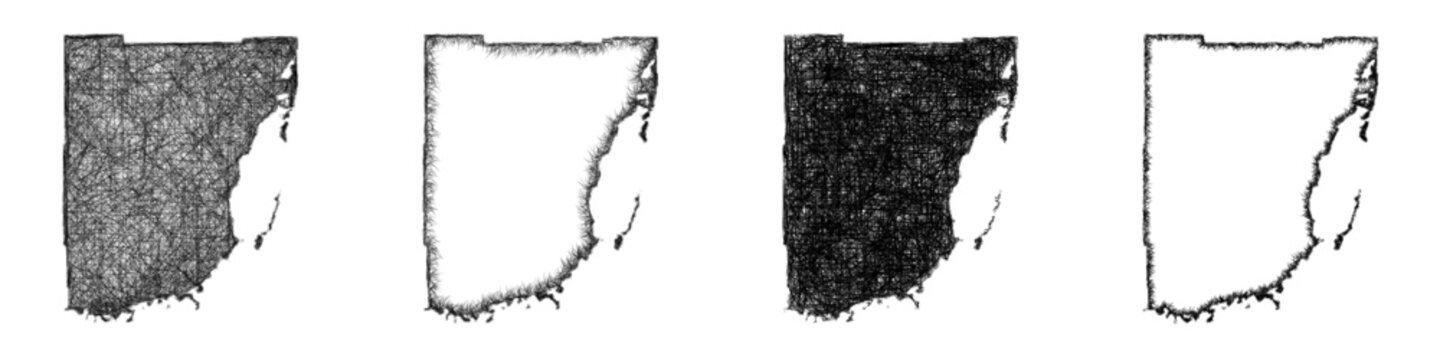 Sketch Miami-Dade County (Florida) outline map design set