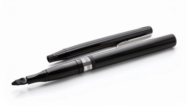 black felt tip pen and fine liner marker isolated on white background professional office stationery for writing sketching and technical drawing